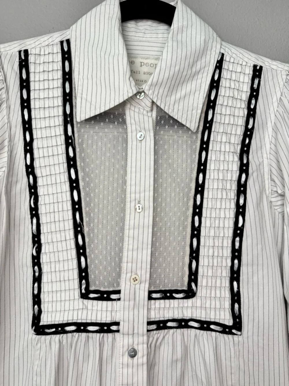 Free People Shirt Womens 0 White Tunic Button Front Top Boho Cottage Prairie